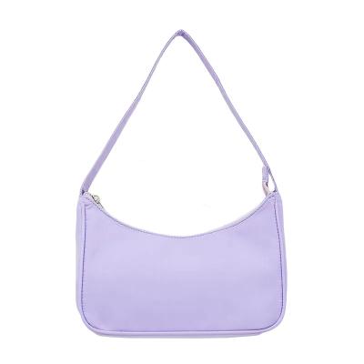 China Simple Design Fashion Ladies Armpit Bag Handbag Solid Color Nylon Retro Hobo Shoulder Bag for sale