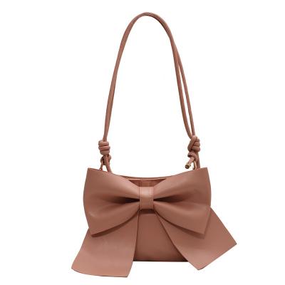 China Big Bowknot Shape Fashionable Female PU Leather Big Bowknot Korean Sling Bag Women Shoulder Cross - Body for sale