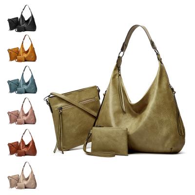 China Wholesale Large Capacity Soft PU Leather All Match 3 in 1 Designer Bags Women Handbags Ladies Set for sale