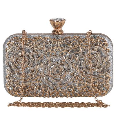 China Floral Design Delicate Wholesale Ladies Diamond Rhinestone Luxury Square Even Clutch Bags For Women for sale