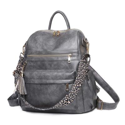 China Large Capacity Cheap Ladies Fashion PU Leather Laptop Travel Backpack Back Bag With Detachable Straps for sale