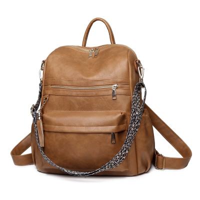 China 2022 Korean style travel backpack women ladies PU leopard leather bag hot anti-theft backpack for sale