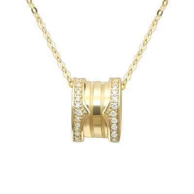 China FASHIONABLE Modern Stylish 9K Yellow Gold Pendant Necklace With Zircon Necklaces for sale