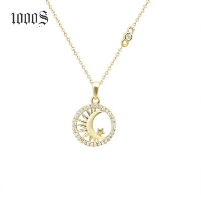 China FASHIONABLE Wholesale Real Gold Jewelry Latest Design Gold Chains 9K Solid Gold Zircon Pendant Necklaces for sale