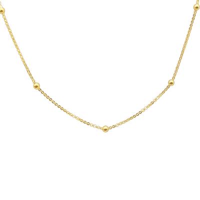 China Cute New Arrival Delicate Beautiful Solid Gold 18k Pure Pearl Necklace Chain For Women Pendant Matching for sale