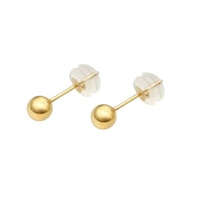 China 1000S Fashionable Real 18K Gold Women's Solid Beaded Stud Earrings TRENDY Cheap Round Ball Stud Earrings for sale