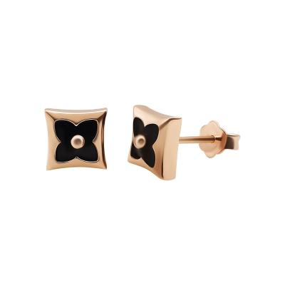 China Easy To Set New Design Jewelry 18K Rose Gold Stud Earrings Four Leaf Shape Stud Earrings For Women for sale