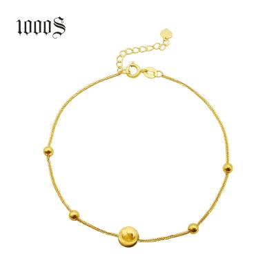 China Latest Design 18K Solid Gold TRENDY Pearl Chain Bracelet , Fashion Genuine 18K Gold Ball Chain Bracelets for sale