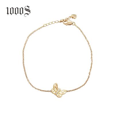 China CLASSIC Women's Solid 18K Gold Diamond Butterfly Bracelet Adjustable Chain Elegant Jewelry Rose Gold Fahionable Jewelry 3-7 Days for sale