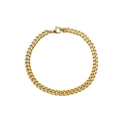 China Real 18K Gold Hiphop Bracelet 5.3mm Cuban Chain Chain Bracelet 20cm Wide Single Cuban Link Chain for sale