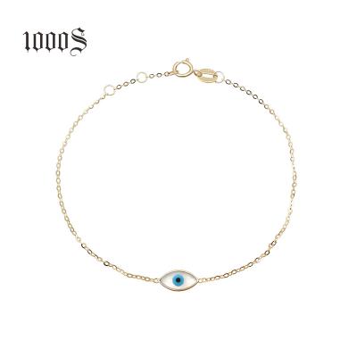 China Lead And Nickel Free Delicate Evil Eye Design 14K Solid Gold Bangle for sale