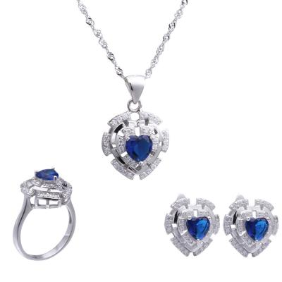 China Wholesale Ethnic 925 Silver Jewelry Set Cubic Zirconia Jewelry Set Bridal For Women for sale