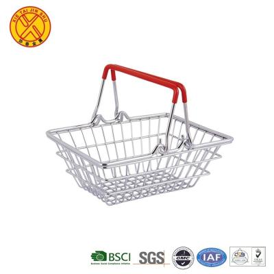 China Shopping Mall Low Price Supermarket Wholesale Fashion Wire Stainless Steel Metal Handheld Retail Net Shopping Basket for sale