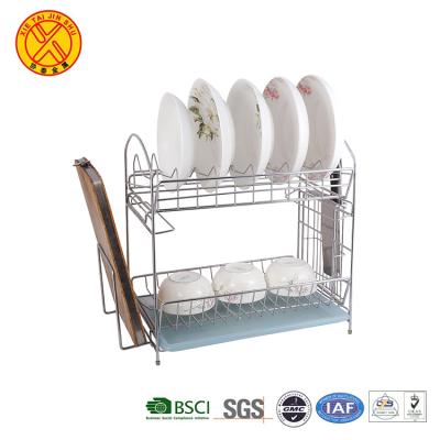 China 2022 Sustainable New Arrival Double Kitchen Stainless Steel Dish Rack for sale