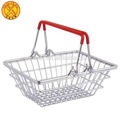 China Shopping Storage Newly Designed Chrome Plated Decorative Funny Supermarket Wire Mesh Shopping Basket for sale