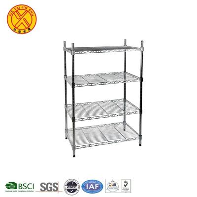 China Sustainable Hot Selling 4 Tier Free Standing Metal Wire Storage Shelves for sale