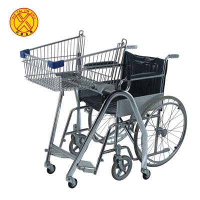 China Good Quality New Design Popular Chrome Metal Supermarket Disabled Shopping Basket Trolley for sale