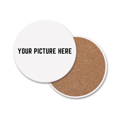 China Customized Wholesale Custom Printed Promotional Absorbent Drinks Blanks Round White Sublimation Plain Ceramic Square Coaster With Cork Base for sale