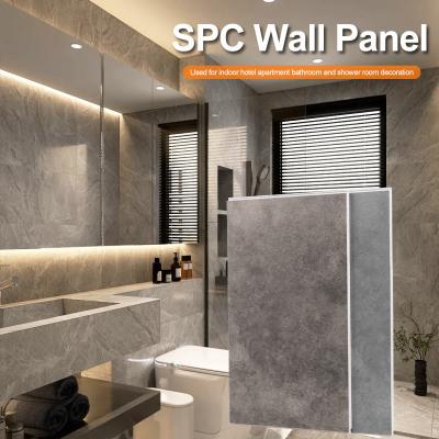 China SPC Wall Panel Hotel Bathroom Seamless Marble Sheet Integrated Wall Panel For Indoor Decoration for sale