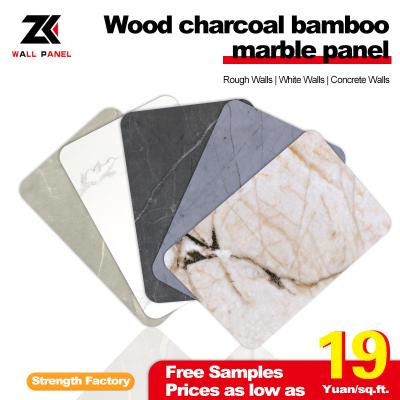 China Bamboo Charcoal Wood Veneer 1220*2440*5/8mm Flame Retardant Bamboo Charcoal Wood Eco-Friendly Fireproof Wood Veneer Bamboo Fiber Seamless Wall Board For  Living Room Backdrop for sale