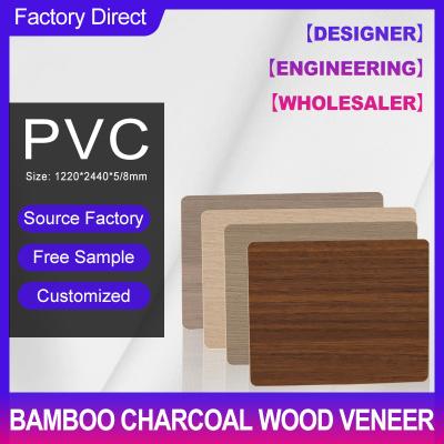 China Bamboo Charcoal Wood Veneer Markdown 1220*2440*5/8mm Flame Retardant Bamboo Charcoal Wood Eco-Friendly Bamboo Charcoal Decorative Wall Panel For Hotel Office for sale