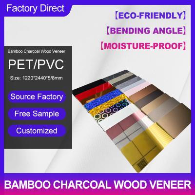 China Bamboo Carvão de Madeira Veneer Novo Design 1220*2440*5/8mm Retardante de Chama Bamboo Carvão de Madeira Eco-Amigável Fácil Instalação Painéis de Parede Decorativos Para Casa E Hotel à venda