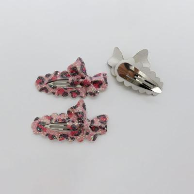 China Hair Clips European American Style Hair Pin Barrettes Sequin Leopard Hair Decoration Cute Children Butterfly Hair Clips for sale