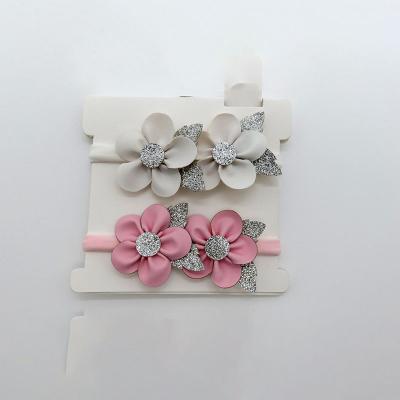 China Other Lace Style Sweet Hair Accessories Set Bowknot White Pink Headbands Cute Kid Baby Flowers Hairbands for sale