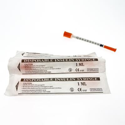 China U-40/U-100 Standard Sterile Disposable Syringe 1ml 0.5ml 0.3ml PE Pack Disposable Blister Packed With 27g 8mm Needle for sale