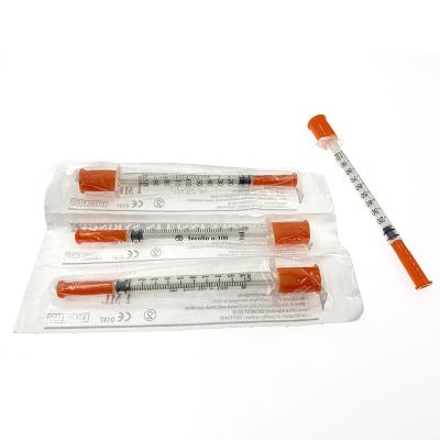 China Disposable 100U/50U 1ml/0.5ml Insulin Syringe With Needle for sale