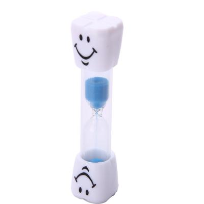 China Wholesale Custom Timer Kids Toothbrush Sand Timer Hourglass Design Smile Shape Tooth 3 Minutes Toothbrush Sand Clock Promotion Gifts for sale