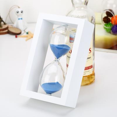 China Promotion Gift Contemporary Wholesale Custom 10/15/30 Minutes Wooden Frame Hourglass Creative Sand Timer Modern Home Decor for sale