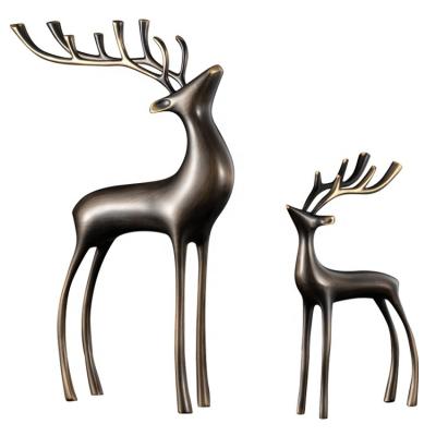 China Elegant Deer Sculpture in Pure Copper Antique Imitation Figurine Statues for Home Decor Light Porch TV Cabinet Housewarming Gifts Luxury Decoration for sale