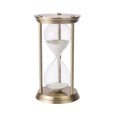 China Classic Antique Imitation Metal Decoration for Office Promotional Craft 30 Minute Sand Timer Gift Metal Hourglass Decor for sale