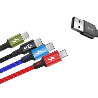 China Multi Functional 4 in 1 USB Fast Charging Multi Cable C to USB C Charging and Data Cable for sale