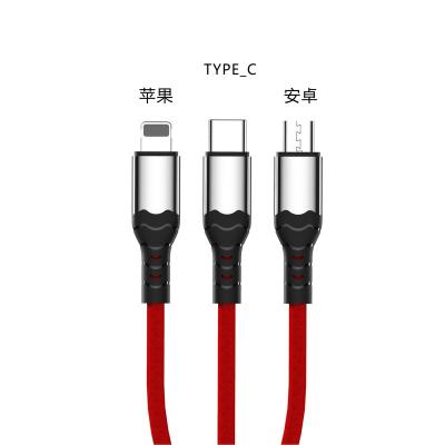 China MP3/MP4 Player Cable High End Braided Version Zinc Alloy Multi Charging Cable With 3-in-1 Port Input for sale