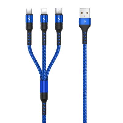 China MP3/MP4 Player Nylon Braided 3 In 1 USB Multi Cable Fast Charging Data Cable for sale