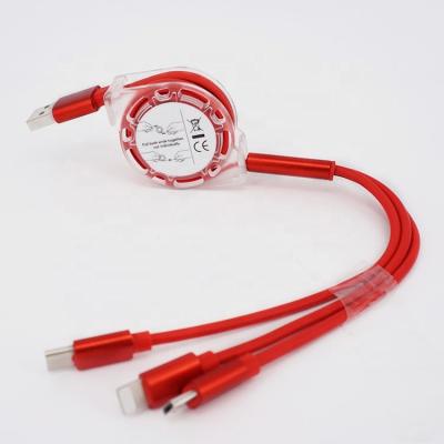 China Mobile Phone Retractable 3-In-1 Usb Charging Cable With Type-C, IOS, Micro For Multiple Charging Interface for sale