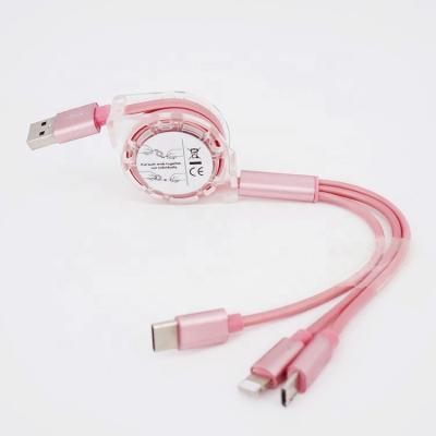 China Luxury Gift Portable Three-in-One Automatic Flexible USB Cable Charger for Huawei Mate 30, for Apple 11, etc. for sale