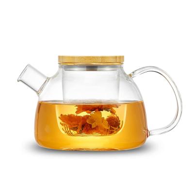 China Viable 34oz 1000ml Teapot Glass Tea Infusers For Loose Tea Thicken Tea Kettle For Stove Top Glass Teapot for sale