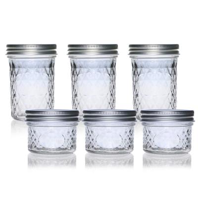 China Viable in stock 100ml 250ml diamond shape mason glass honey jam jar glass jar with tin lid for sale