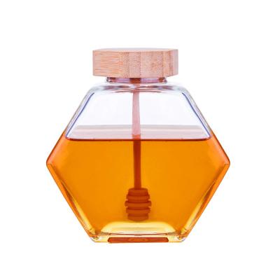 China Viable Honey Pot Glass Honey Jar with Wooden Dipper and Cork Lid Cover for Home Cooking Light Ounces All 14 8 Ounces for sale