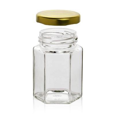 China Fashionable Glass Honey Jar Hexagon Shape Honey Jar 45ML 85ML 100ML 180ML 280ML 380ML 500ML 730ML for sale