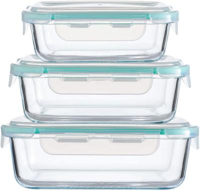 China 44/32/19 Ounce Viable Glass Meal Prep Container-Glass Food Storage Containers With Lid-Lunch Containers for sale