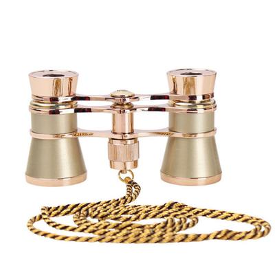 China Best Selling Metal 3x25 Opera Binoculars For Ladies, Gold Opera Glasses, Opera Binoculars With Chain for sale