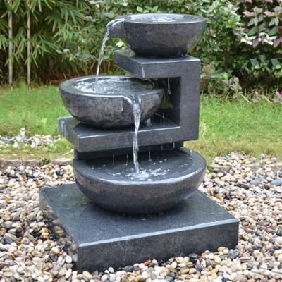 China Modern Outdoor Garden Lawn Yard Landscape Decorative Large Polished Granite Three Bowl Waterfall Feature Stone Water Fountain for sale