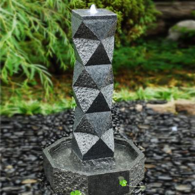 China Modern simple irregular garden indoor and outdoor standing black pillar granite stone water fountain ornament for indoor and outdoor for sale