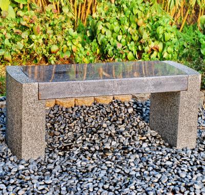 China Park Contemporary Outdoor Decorative Rectangle Landscape Handcraft Beige Granite All Polish Stone Slab Carving Bench For Garden for sale