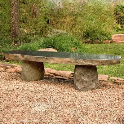 China Contemporary Outdoor Decorative Rectangle Slab Landscape Park Black Granite Customized Handcraft Outdoor Polish Stone Bench Stool For Garden for sale