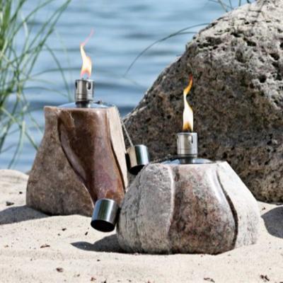 China Natural Christmas Home Candle Holder Tealight Decoration Hand Carved Granite Boulder Candlestick for Garden Patio and Room Decoration for sale